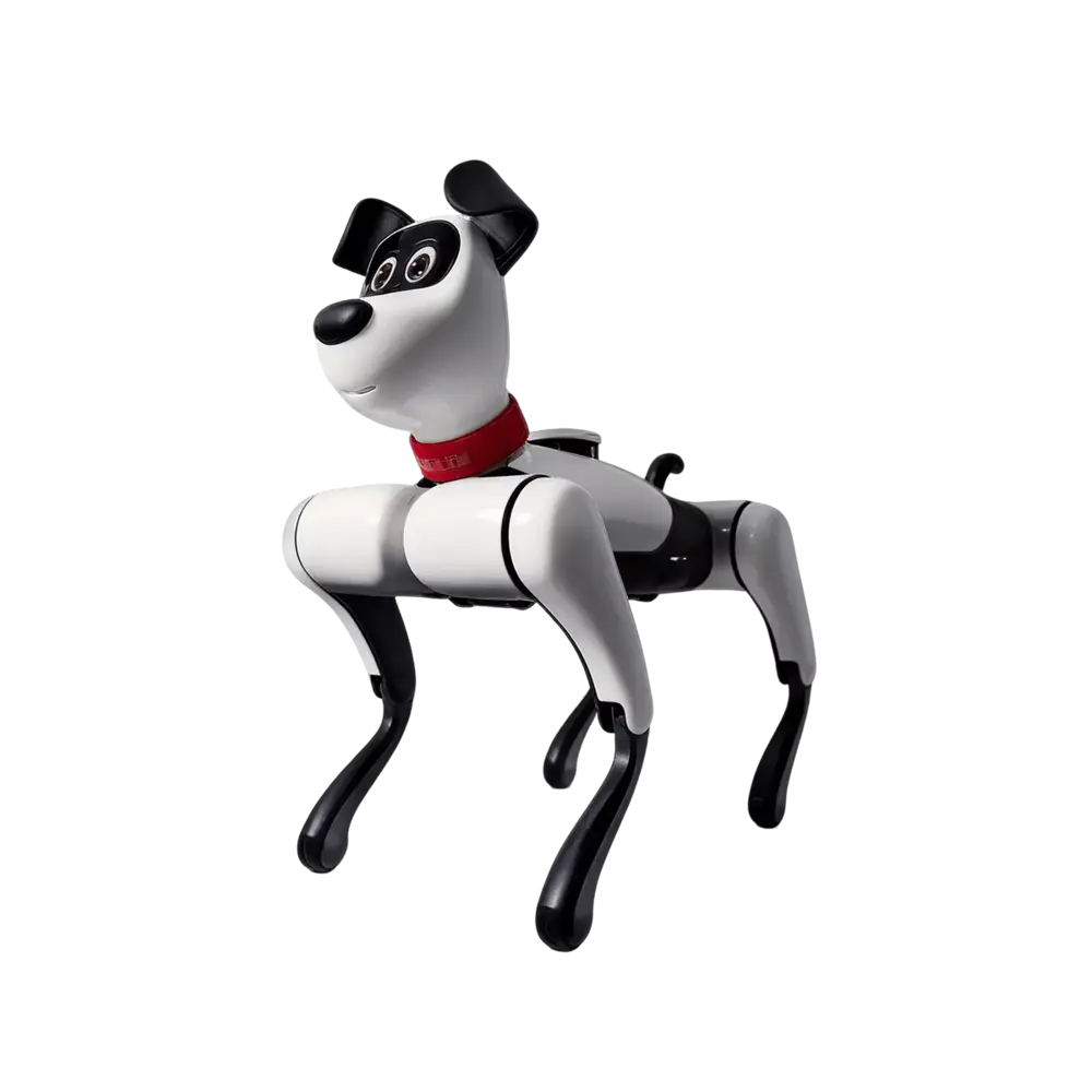 Cão robô branco e preto da linha Maker X